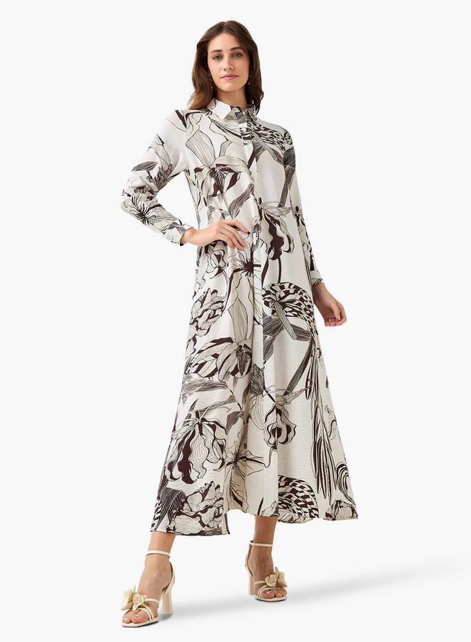 Iconic Printed Women Shirt Dress with Concealed Placket - Image 1